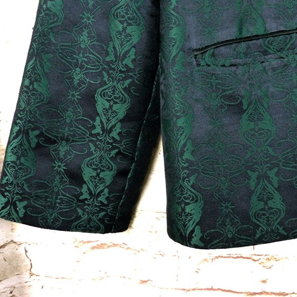 Y2K Lip Service Blacklist Jacket Men XL Black Green Brocade Jacquard Goth Rock - Picture 7 of 16